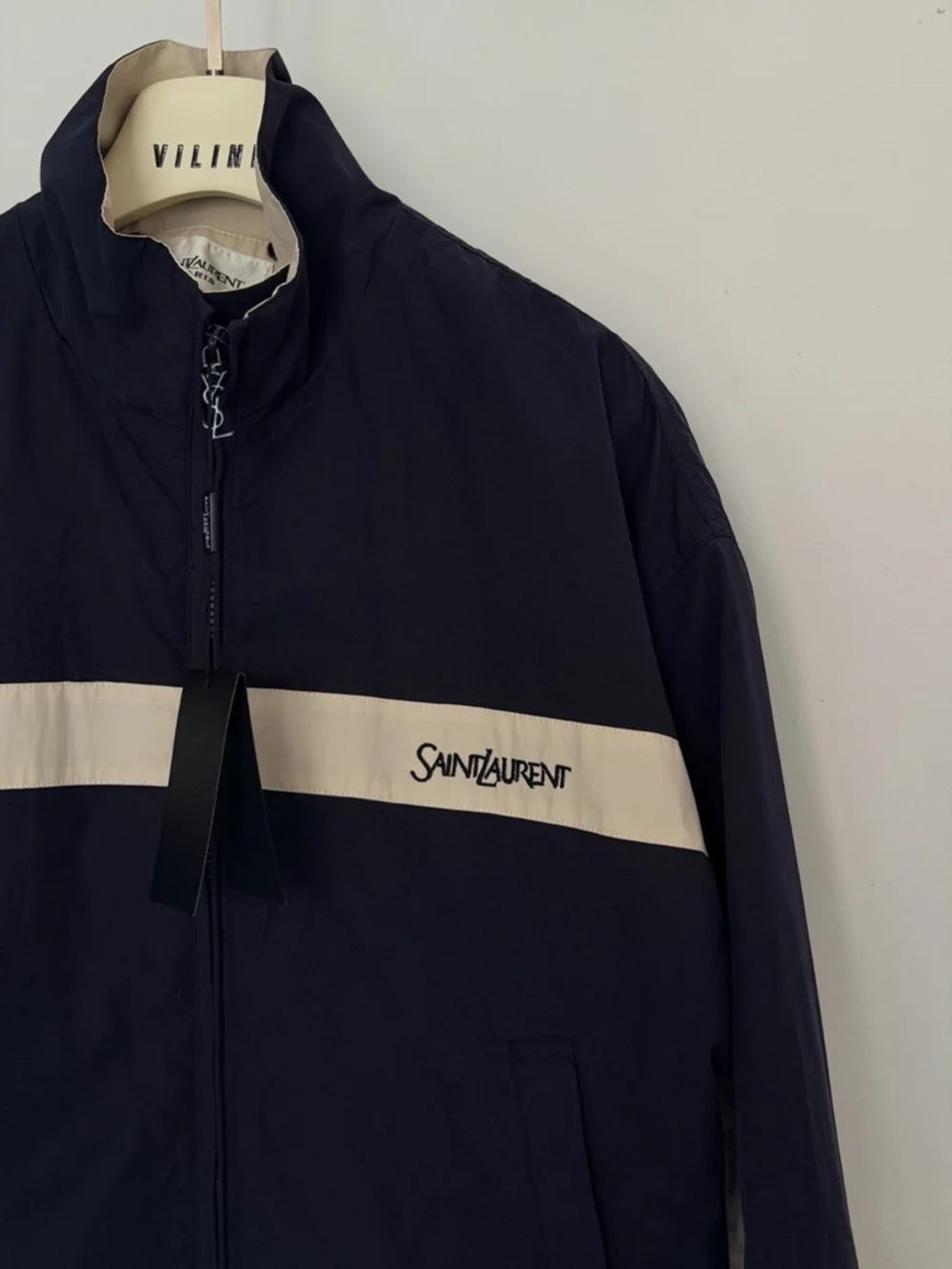 ✨Yves Saint Laurent Navy Color Block Zip Up Track Jacket